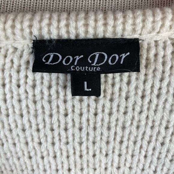 Anthropologie Dor Dor Couture Cream Button Down Fleece Jacket Size L EUC - Picture 7 of 8